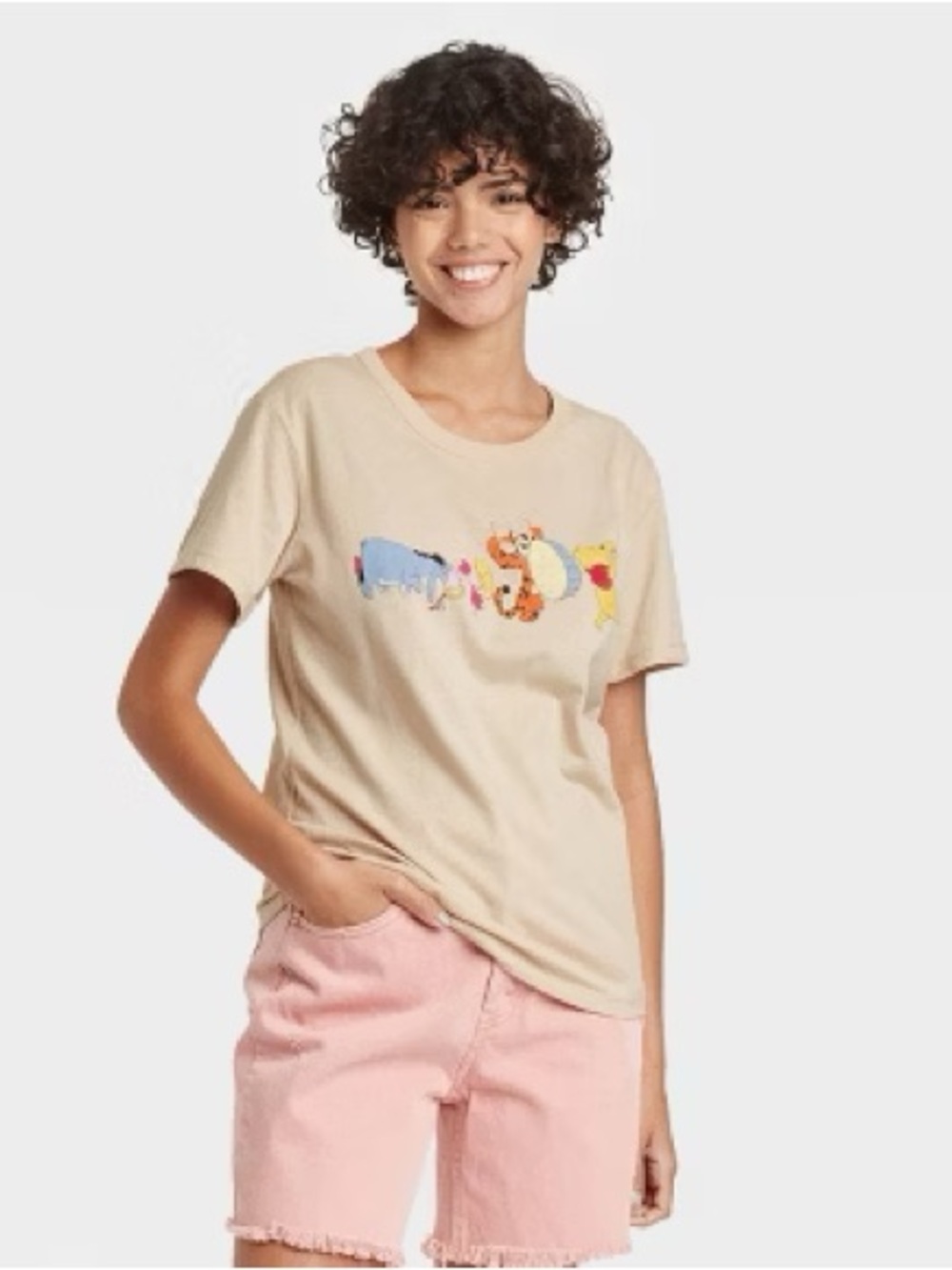 Disney Winnie the Pooh Tigger Parade Beige Graphic Logo Tee Shirt Top